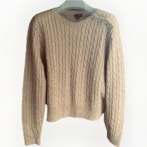 Nevada Rare Vintage Wool Blend Cable Knit Mustard Yellow Scoop Neck Size XL (18)